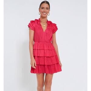 Ulla Johnson Pink Vesna Ruffle Tiered Mini Dress Size 6